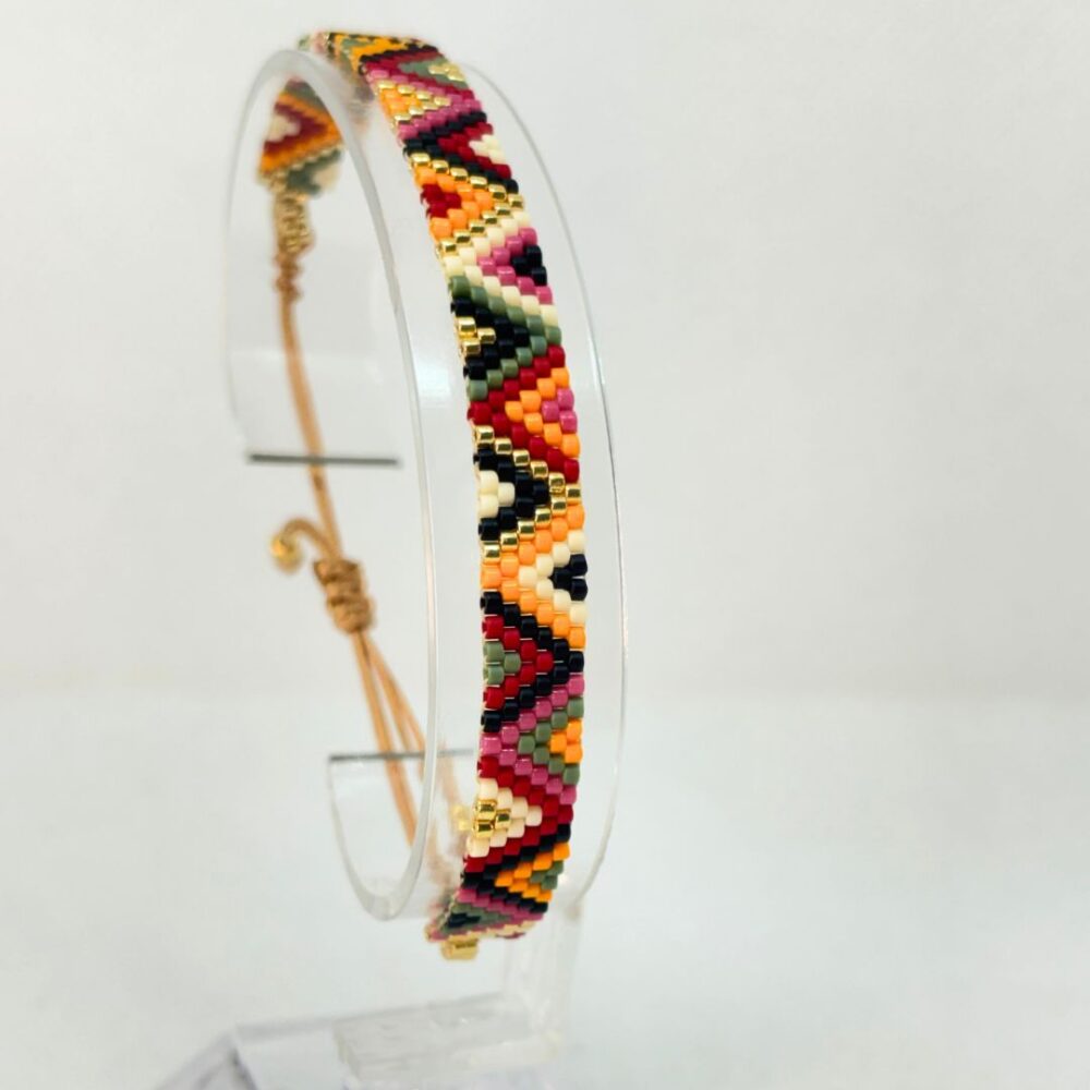 Pulsera tejida en Miyuki triángulos Olivia