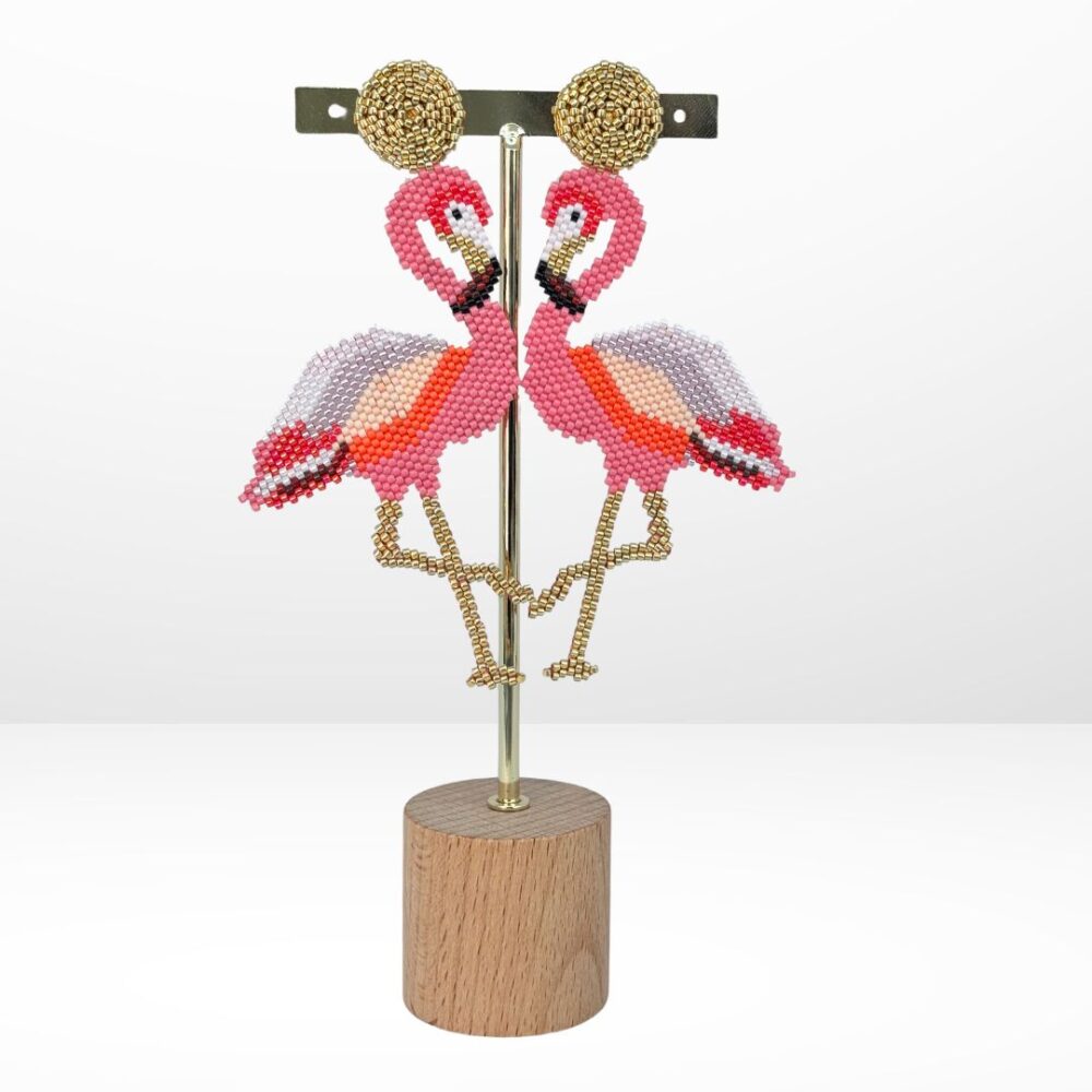 Aretes Tejidos en Miyuki - Flamingo
