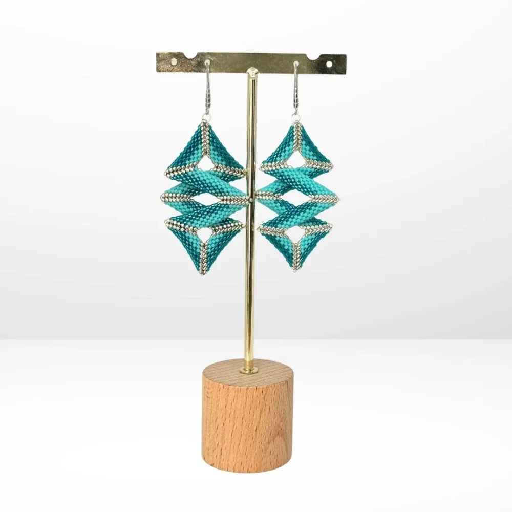 Aretes Tejidos en Miyuki -  Infinito Amor 3D