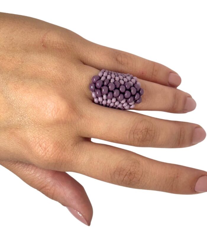 Anillo Tejido en Miyuki - Lila