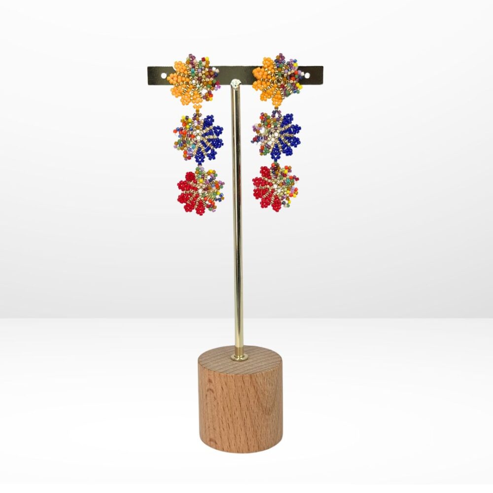 Aretes Tejidos en Miyuki - Flores Tricolor