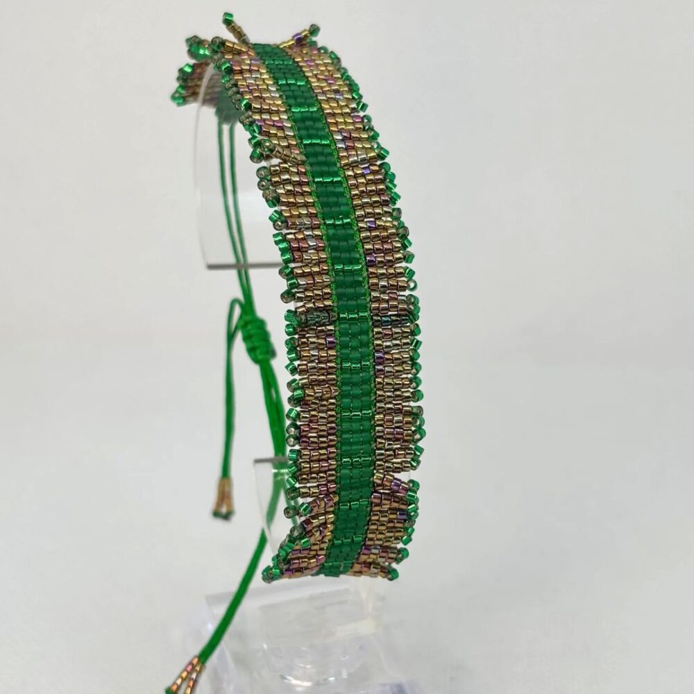 Pulsera Tejida en Miyuki -  Verde Despelucada
