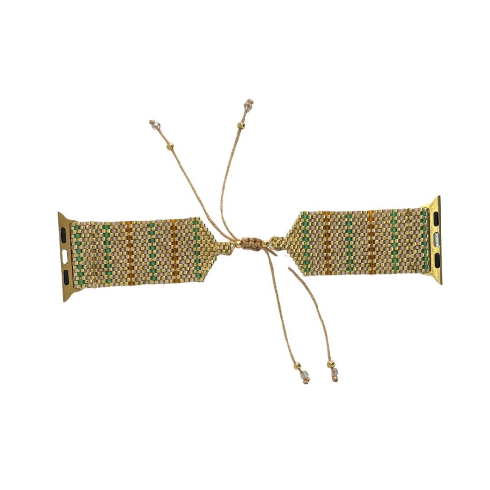 Pulso Tejido en Miyuki para Apple Watch -  Dorado y Verde - Image 2