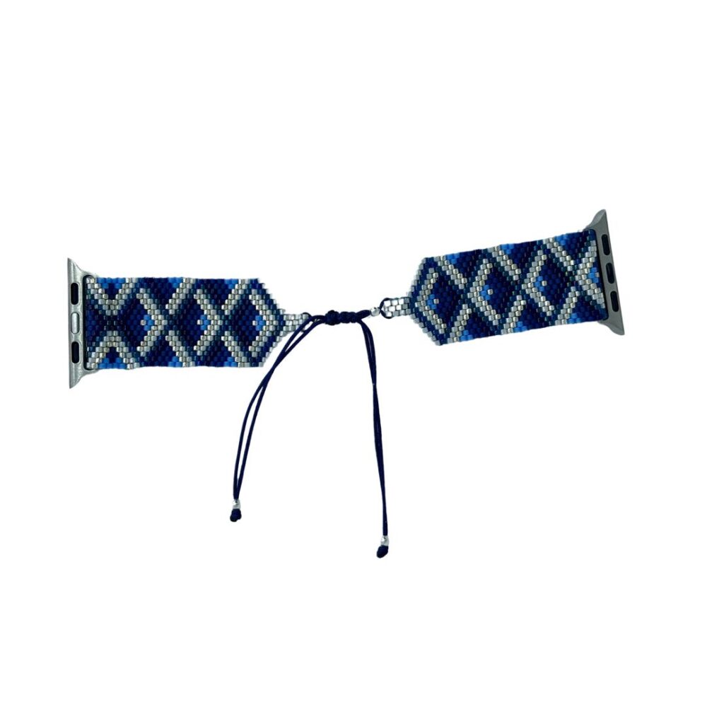 Pulso Tejido en Miyuki para Apple Watch - Azul y Plata - Image 2