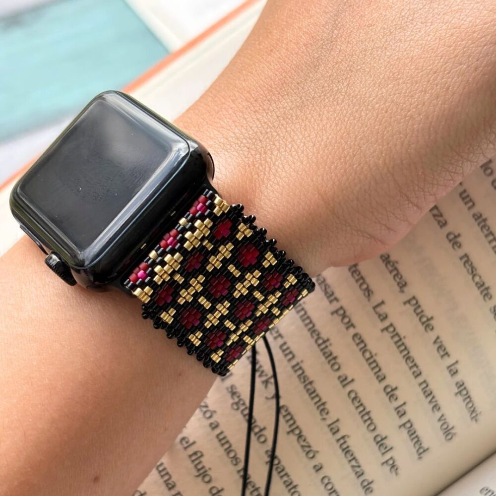 Pulso Tejido en Miyuki para Apple Watch - Rojo y Negro