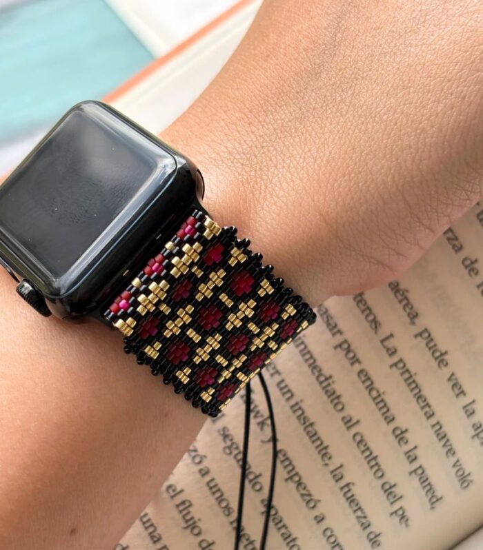 Pulso Tejido en Miyuki para Apple Watch - Rojo y Negro