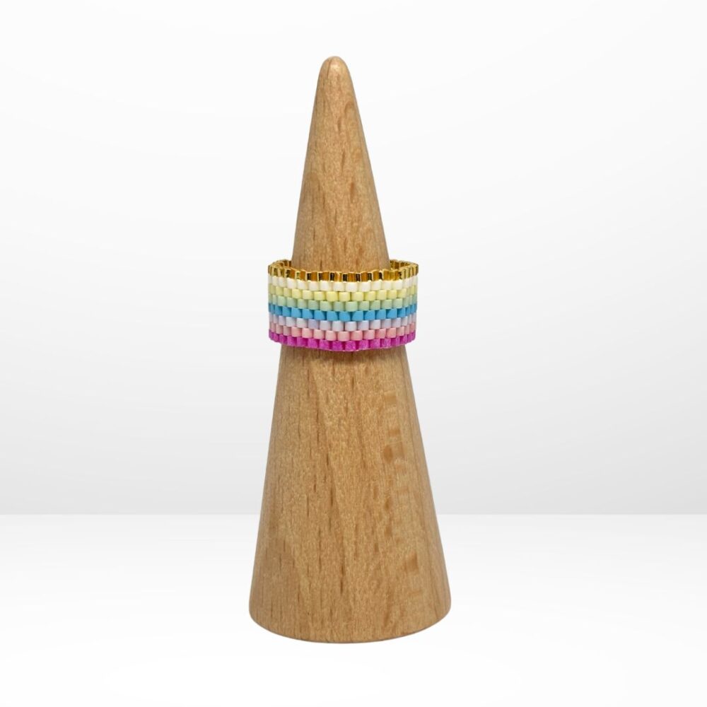 Anillo Tejido en Miyuki - Arcoiris pastel