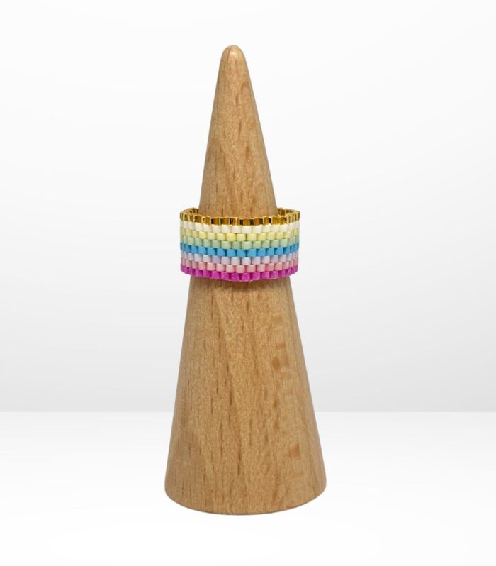 Anillo Tejido en Miyuki - Arcoiris pastel