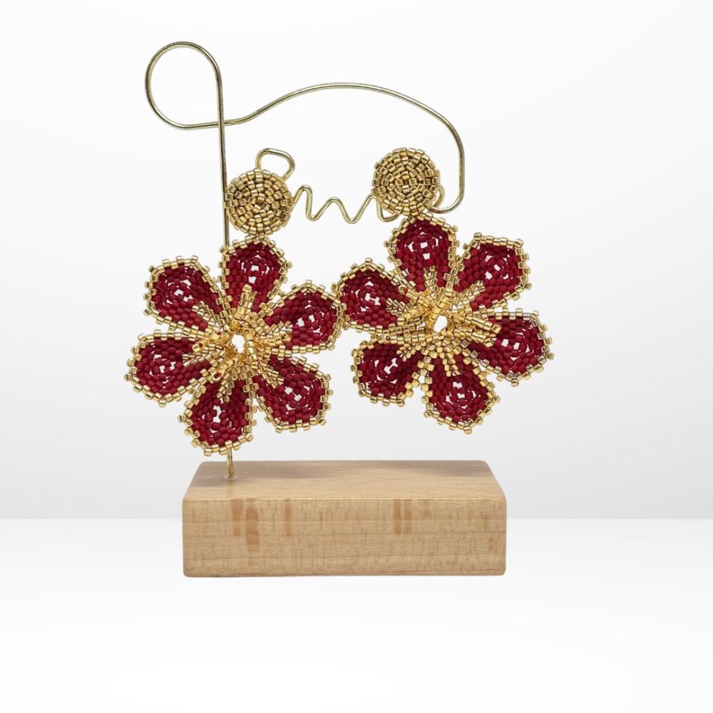 Aretes Tejidos en Miyuki - Flor Pasión