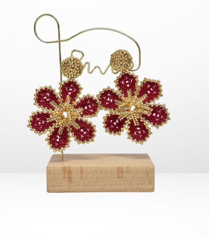 Aretes Tejidos en Miyuki - Flor Pasión
