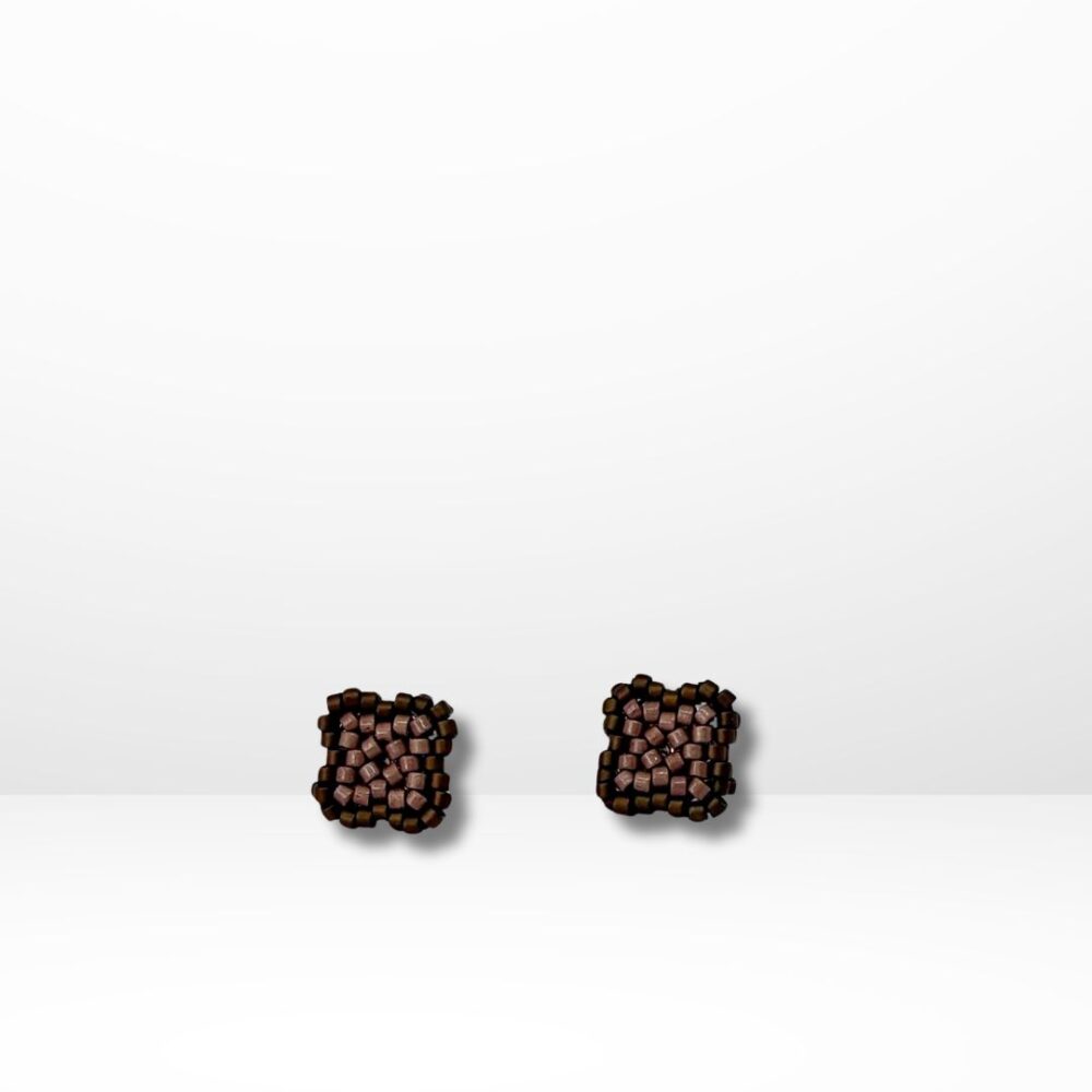 Aretes Tejidos en Miyuki - Moca Mousse