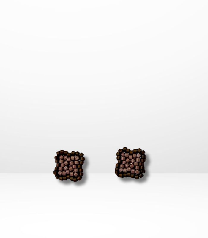 Aretes Tejidos en Miyuki - Moca Mousse