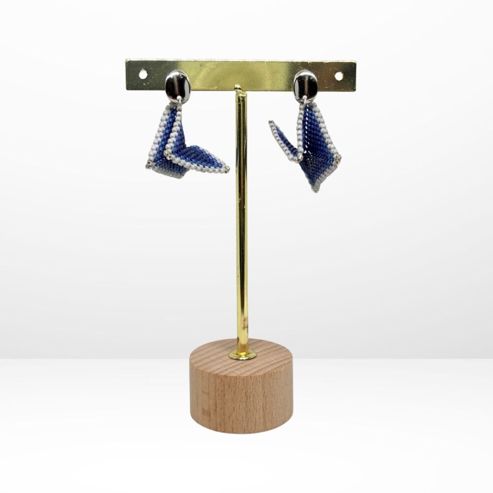 Aretes Tejidos en Miyuki - Origami Azules