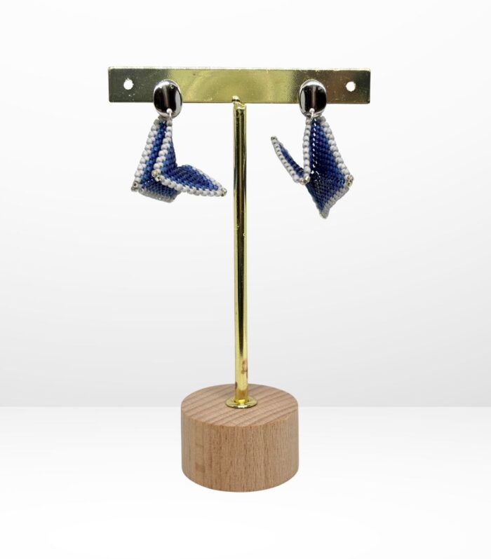 Aretes Tejidos en Miyuki - Origami Azules