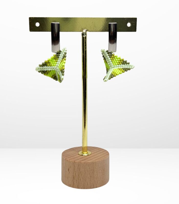 Aretes Tejidos en Miyuki - Origami Verdes