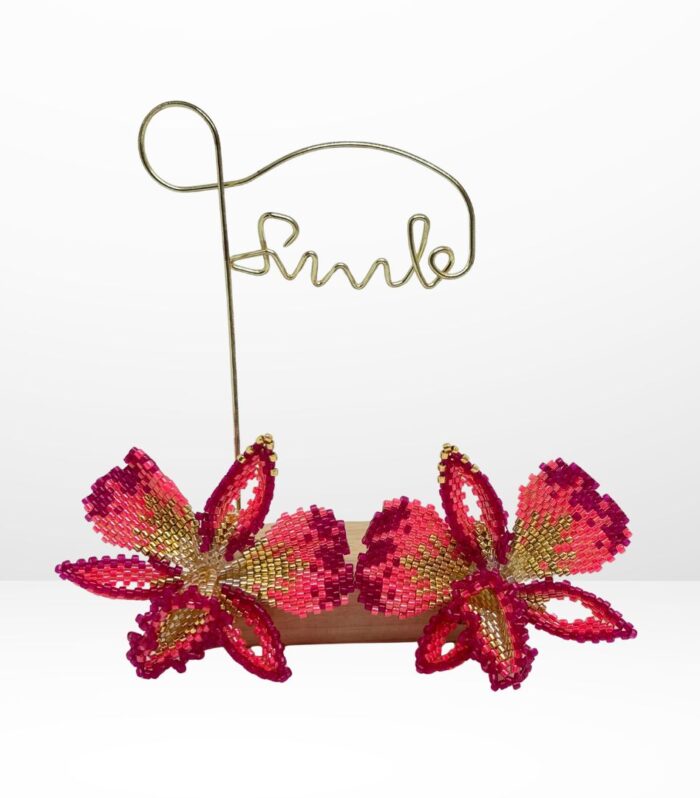 Aretes Tejidos en Miyuki - Orquídea Vibrante