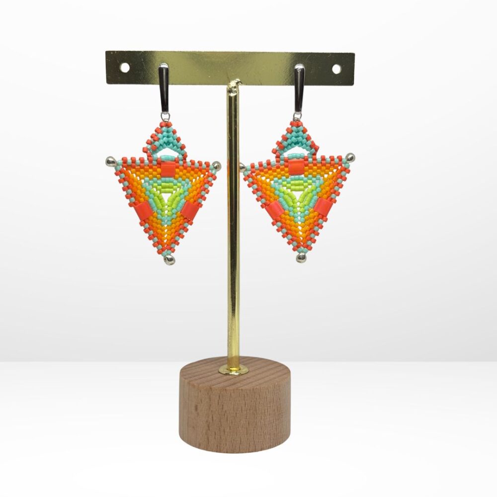 Aretes tejidos en Miyuki - Diamante turquesa