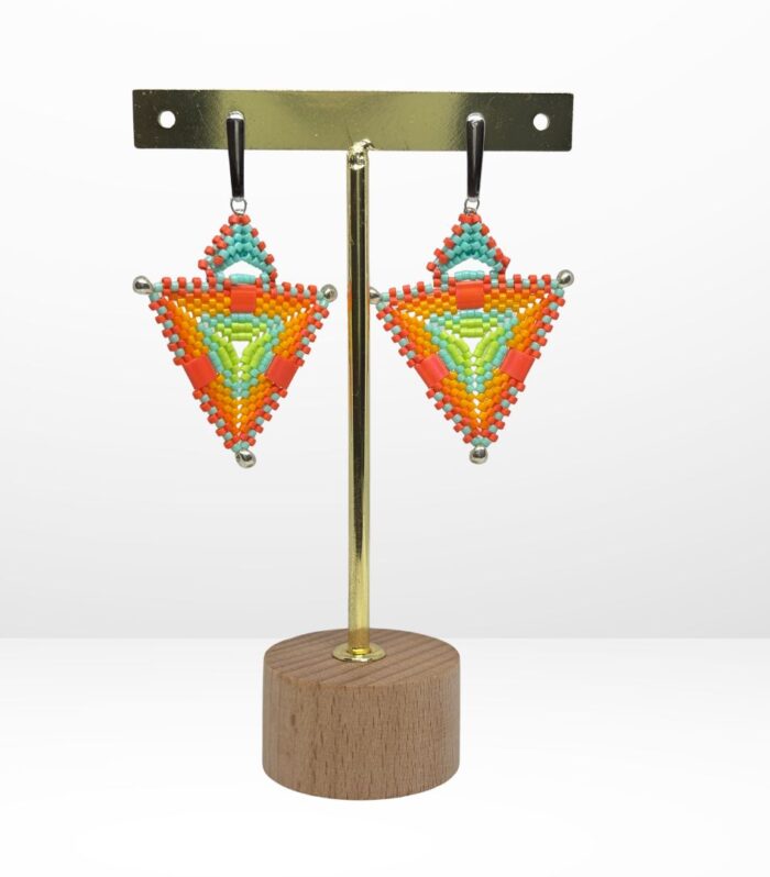 Aretes tejidos en Miyuki - Diamante turquesa
