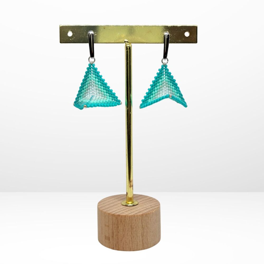 Aretes Tejidos en Miyuki - Diamante Turquesa