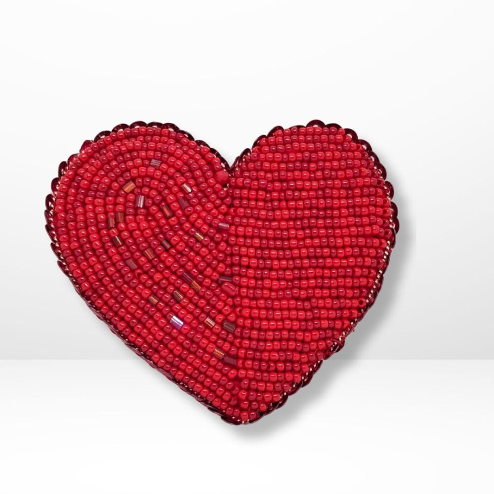Corazón Tejido en Mostacilla - Rojo