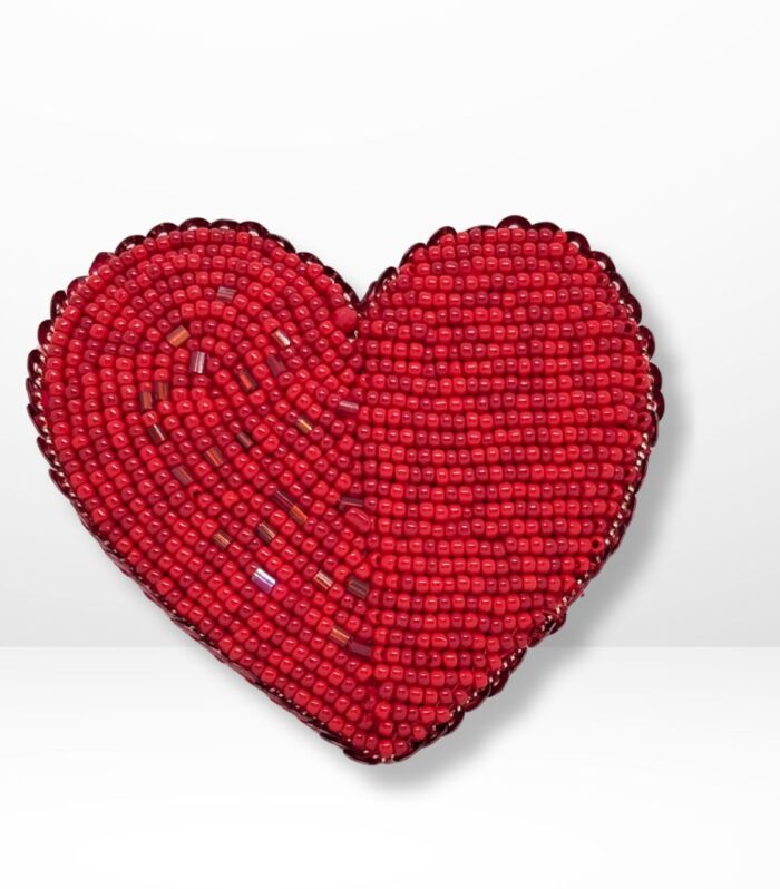 Corazón Tejido en Mostacilla - Rojo