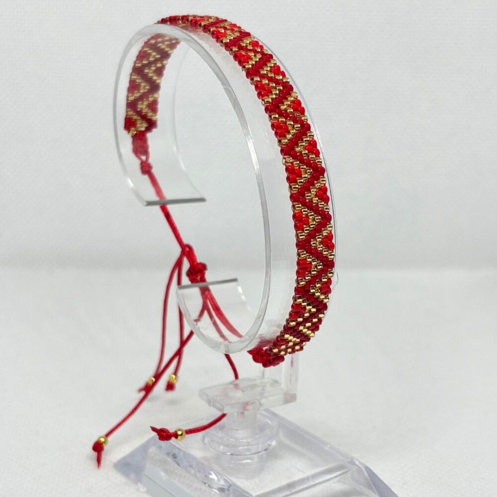 Pulsera Tejida en Miyuki - Armonía Roja