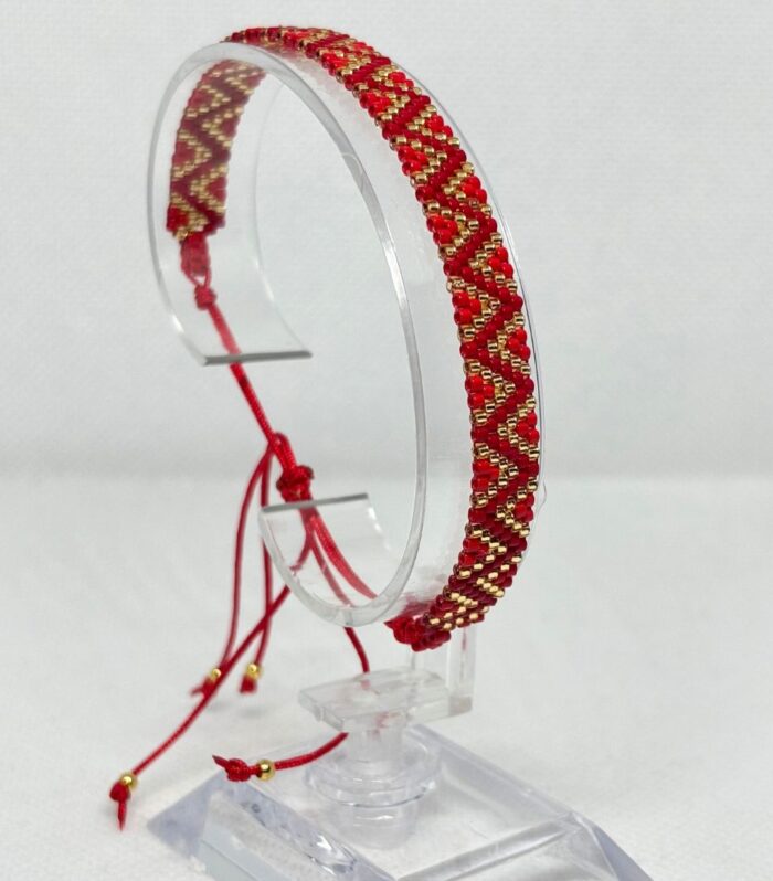 Pulsera Tejida en Miyuki - Armonía Roja