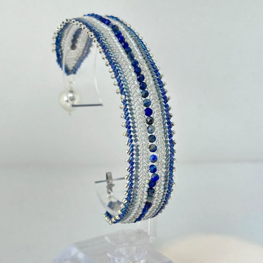 Pulsera Tejida en Miyuki -  Invierno Azul