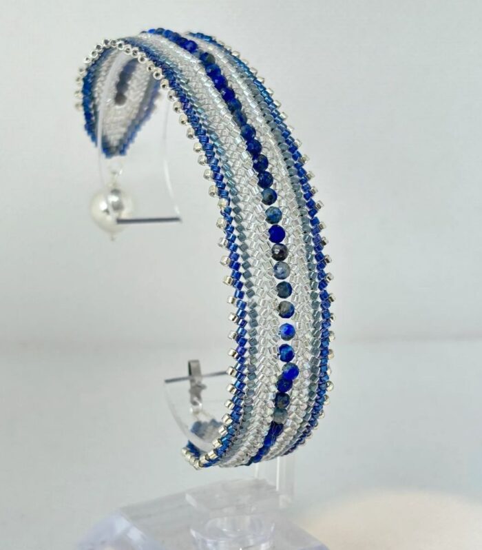 Pulsera Tejida en Miyuki -  Invierno Azul