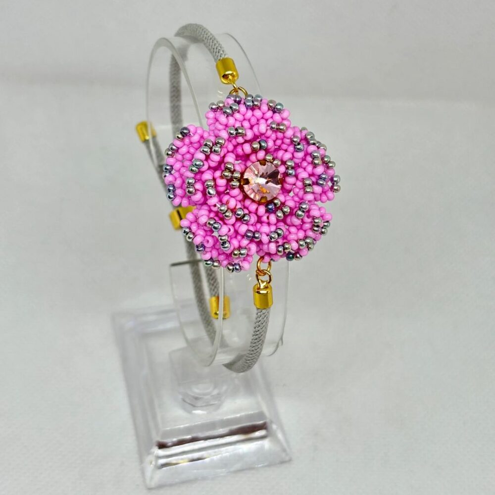 Pulsera Tejida en Miyuki - Rosita Vibrante