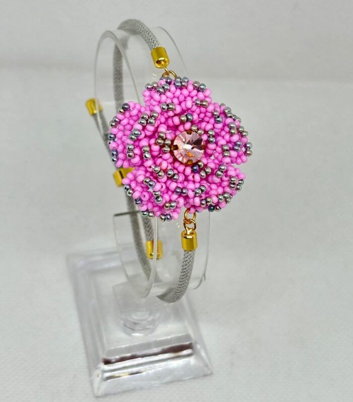 Pulsera Tejida en Miyuki - Rosita Vibrante