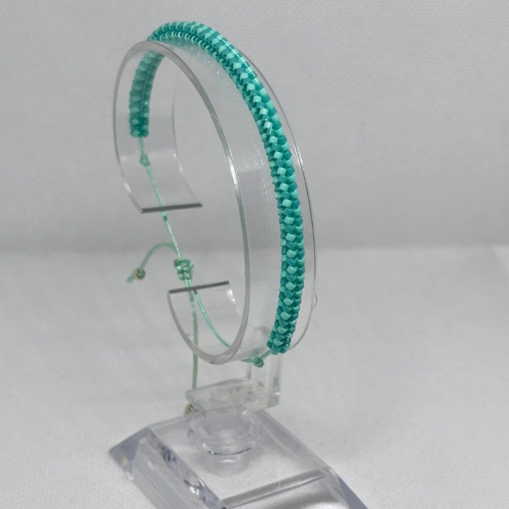 Pulsera Tejida en Miyuki - Tubular Turquesa