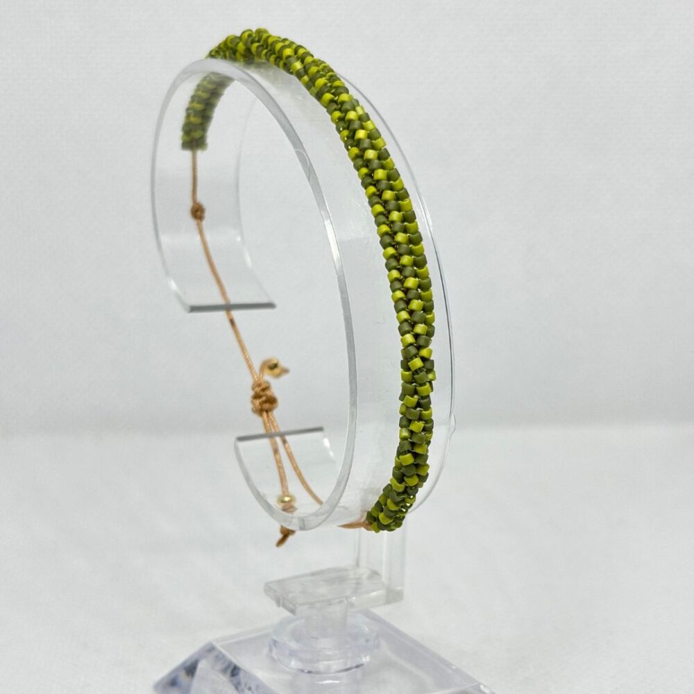 Pulsera Tejida en Miyuki - Tubular Verde