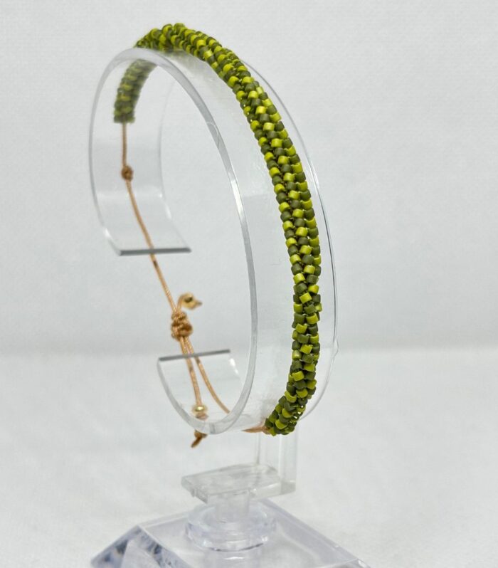 Pulsera Tejida en Miyuki - Tubular Verde