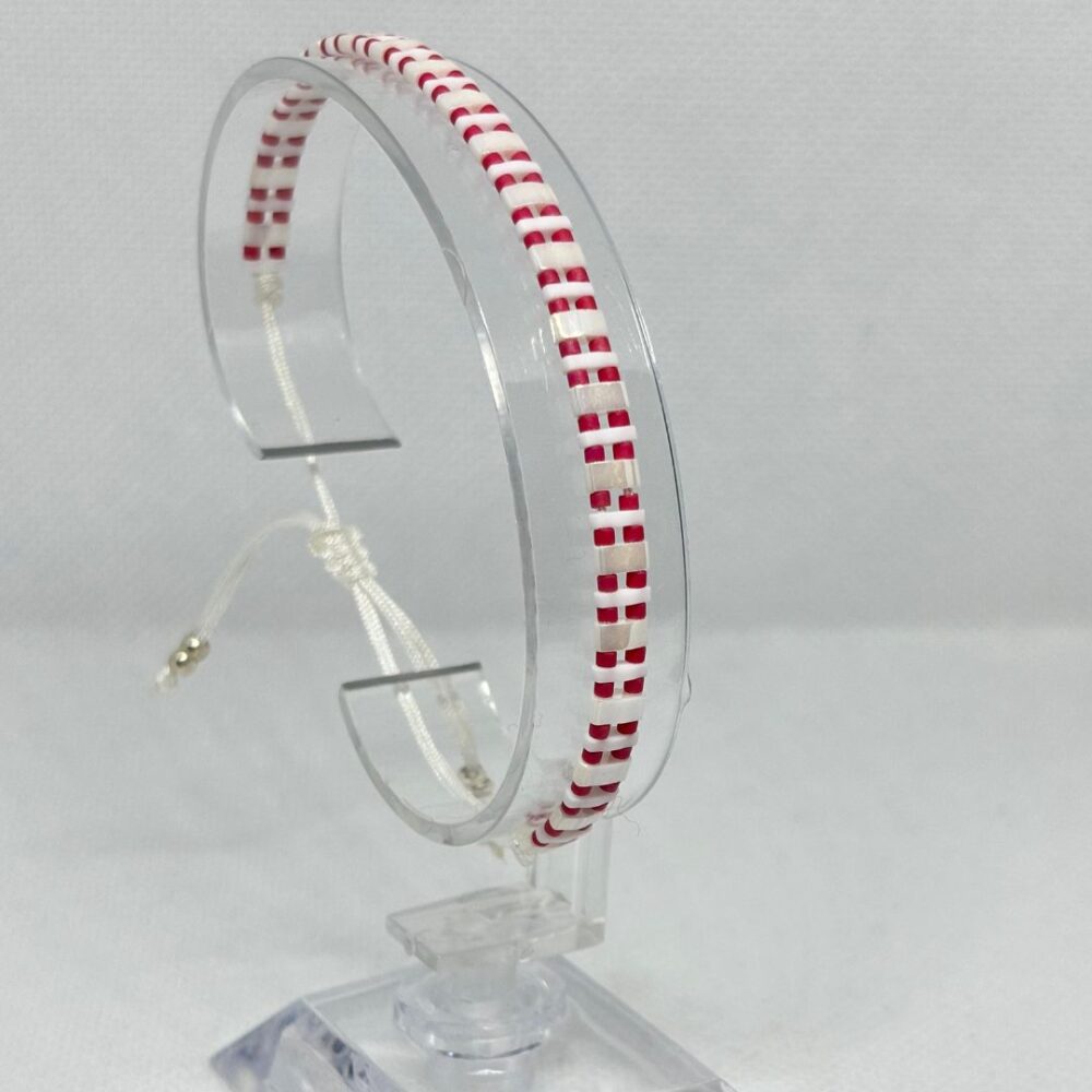 Pulsera Tejida en Tilas - Blancas y Fucsia