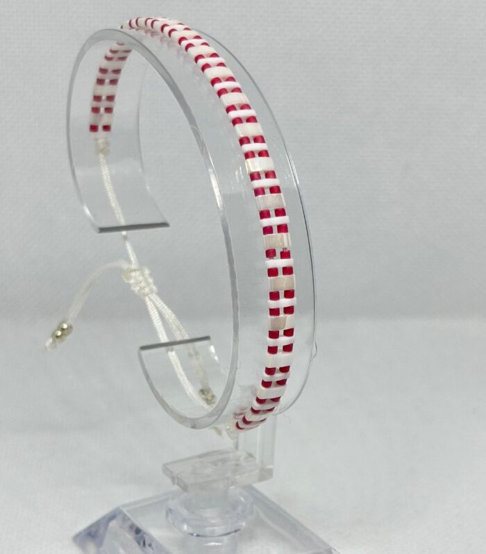 Pulsera Tejida en Tilas - Blancas y Fucsia