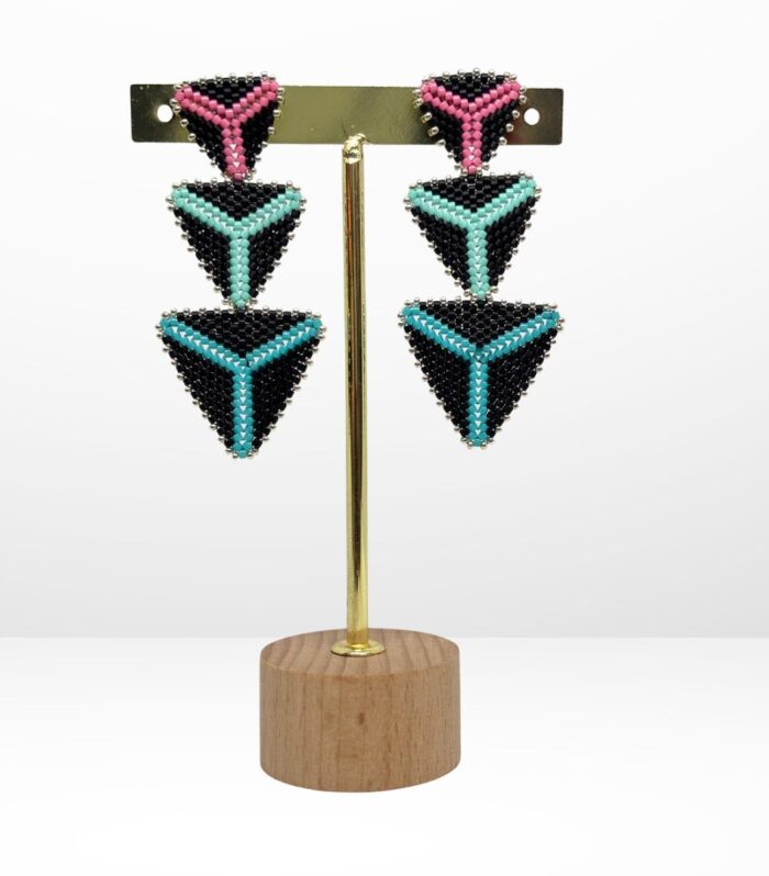 Aretes tejidos en Miyuki - Trinidad Ágata Negra