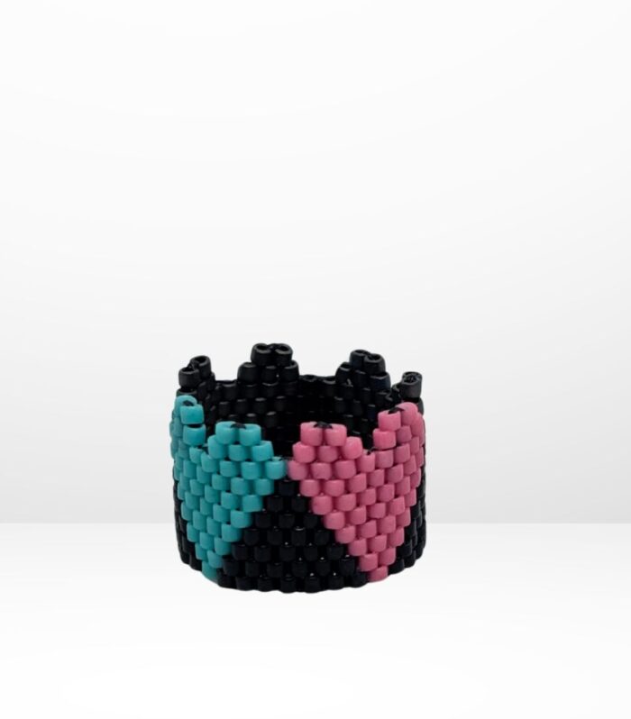 Anillo Tejido en Miyuki - Pacto Agata Negra